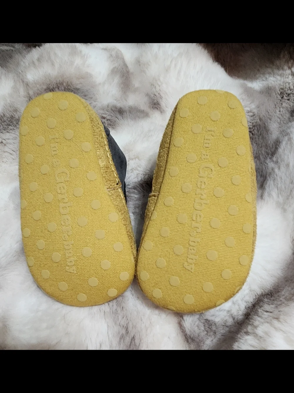 Gerber Gray and Mustard Soft-Soled Shoes 3-6 Months. Never Worn